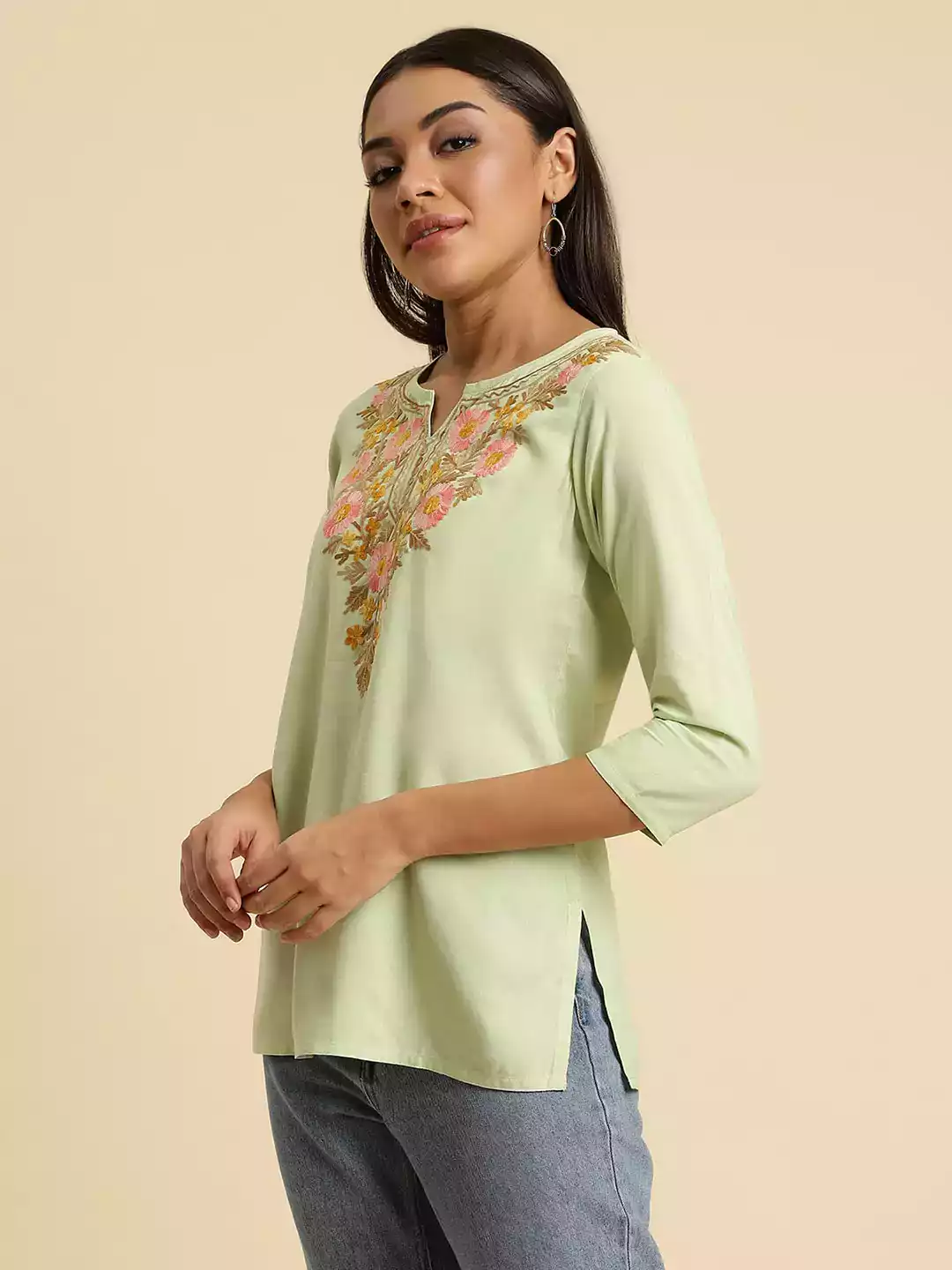 Israa Pista Green Short Kurti - Image 7