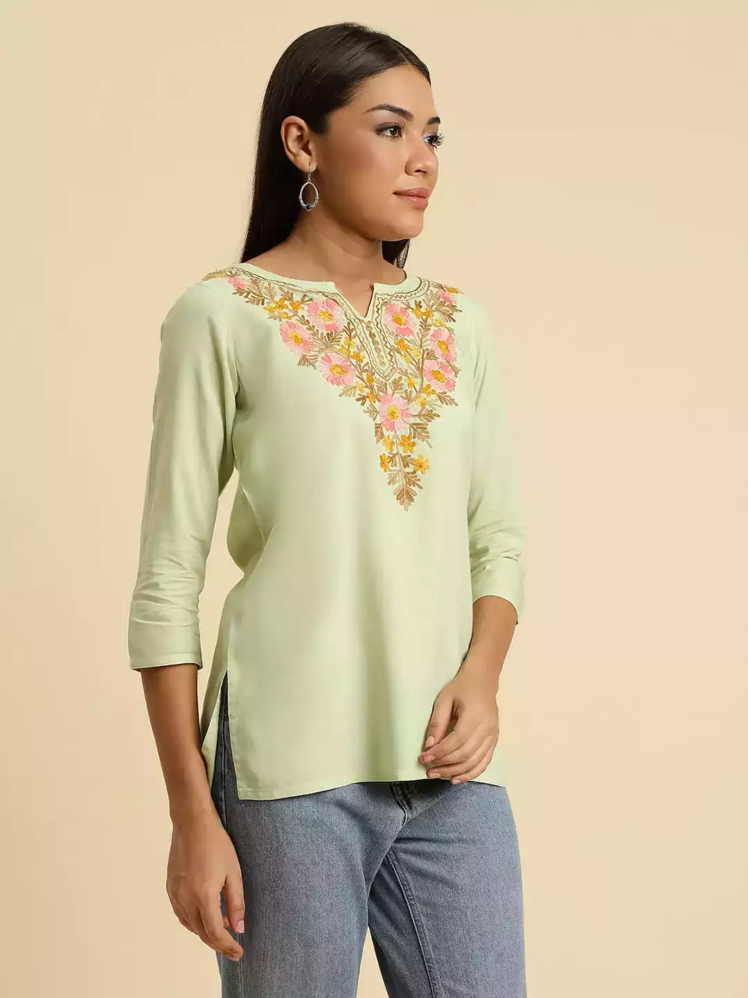Israa Pista Green Short Kurti - Image 2