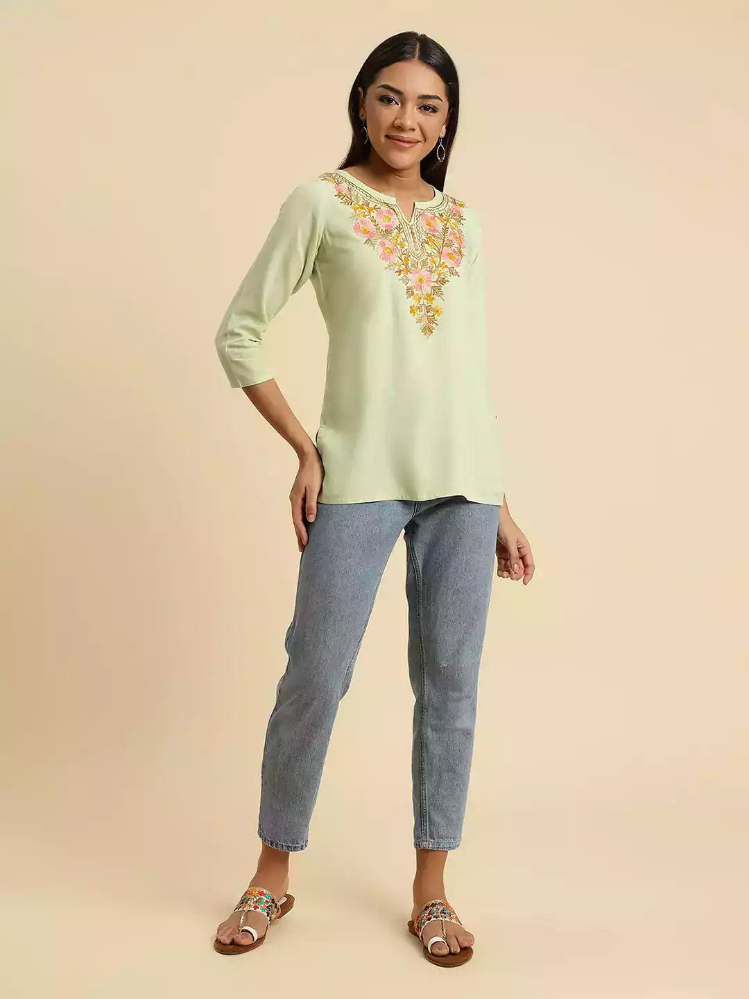 Israa Pista Green Short Kurti - Image 4