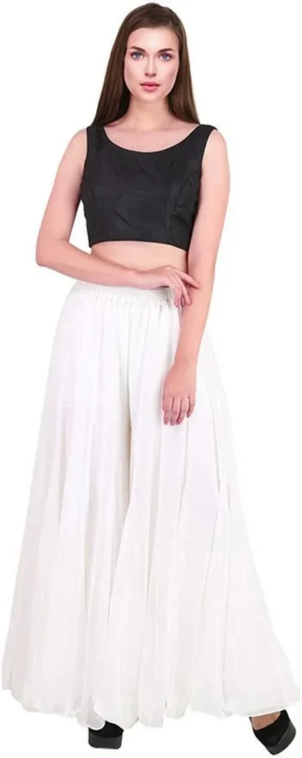 Flared Red Georgette Trousers